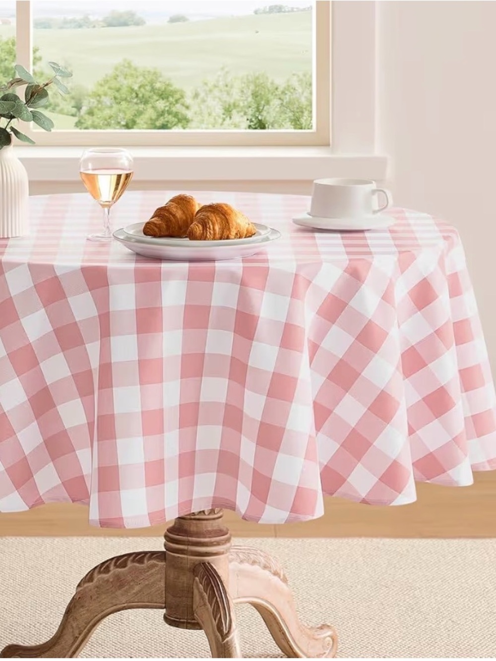 Pink Gingham Round Tablecloth - Classic Picnic Pattern